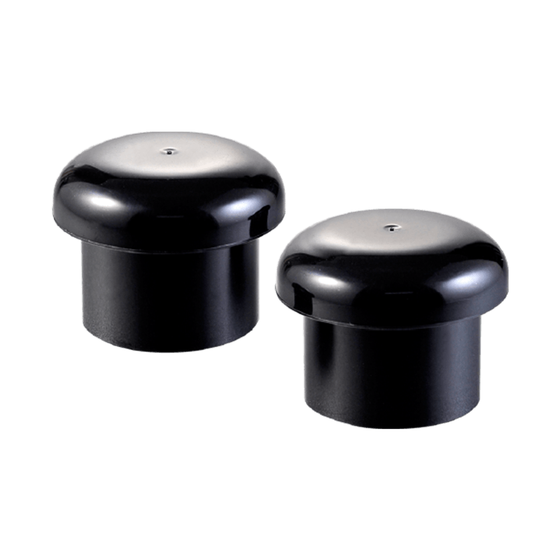 マットブラックのプラスチック製スクリューキャップ